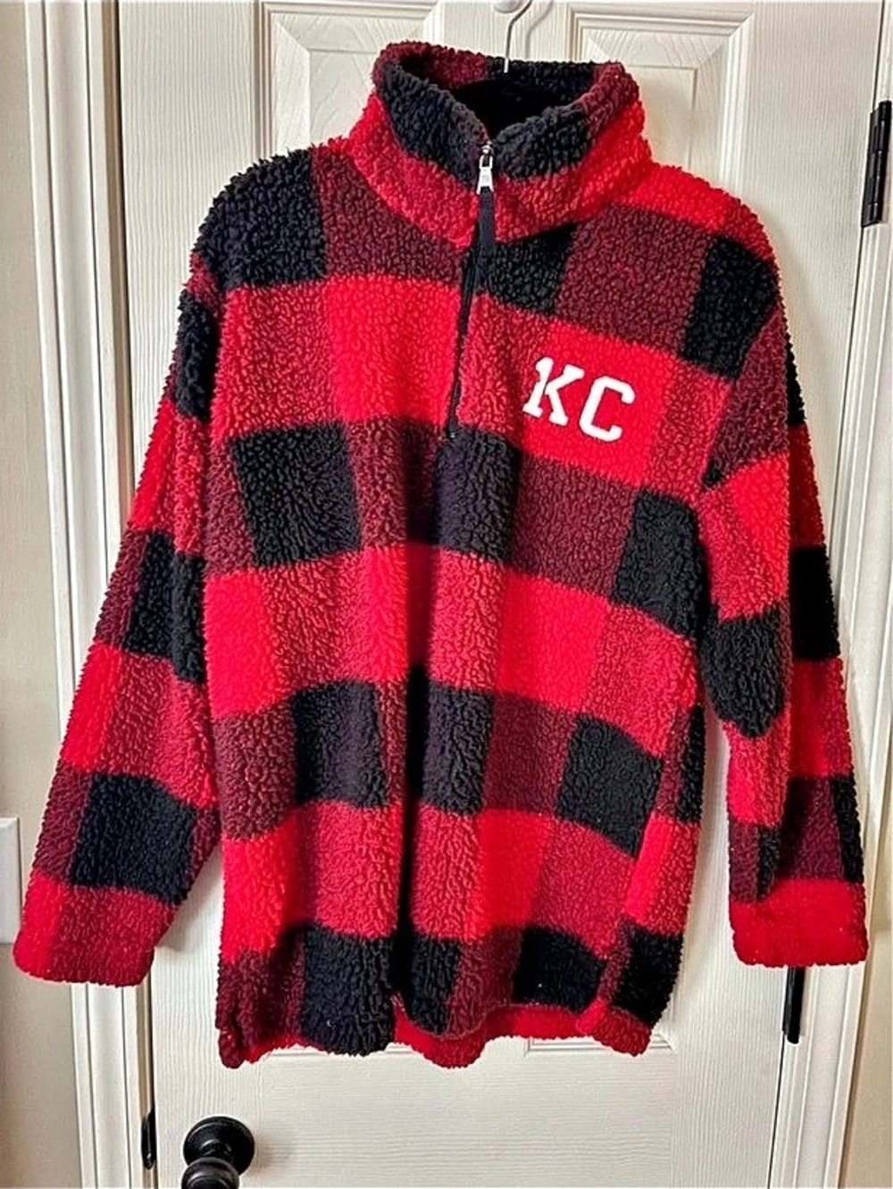 Boxercraft Sherpa Quarter-Zip Pullover Red & Black Plaid Fleece